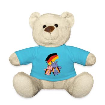fahne fussball germany hippo hippo kinder baby - Teddy Bear - atoll blue - Front