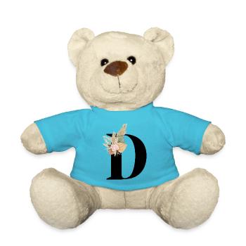 flowery letter D - Teddy Bear - atoll blue - Front