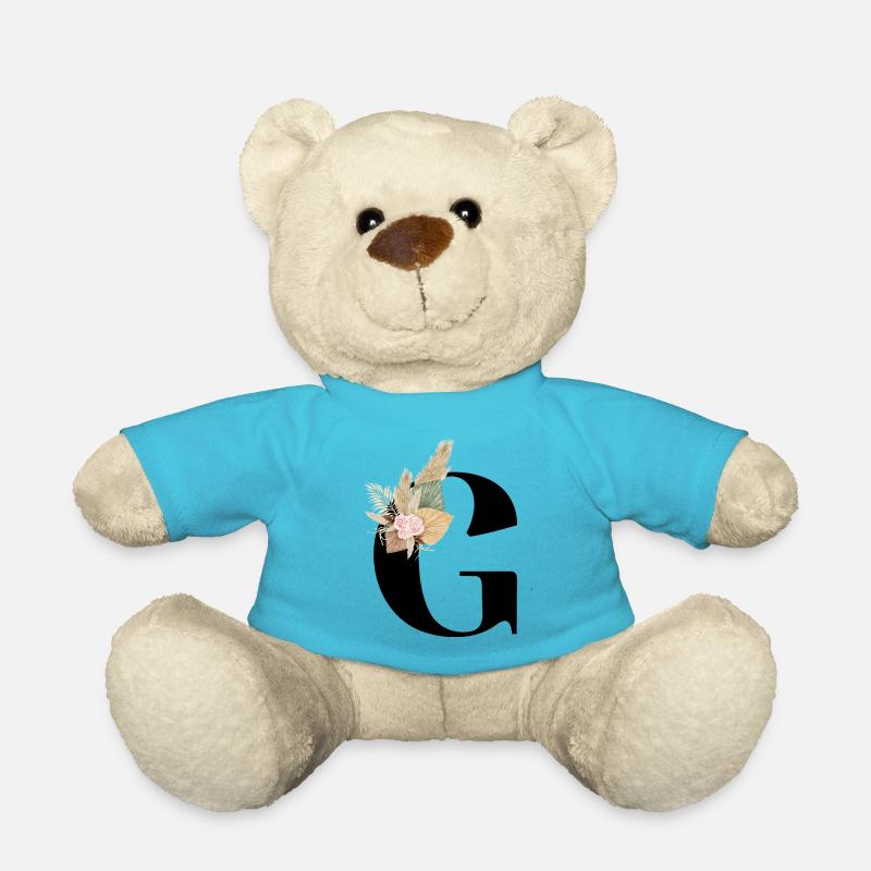 lettre G fleuris - Nounours - bleu outremer