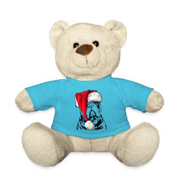 Santa OLD ENGLISH BULLDOG Weihnachten OEB Wilsigns - Teddy - Atollblau - Vorne