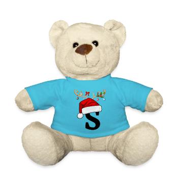 Letter S Christmas hat - Teddy Bear - atoll blue - Front