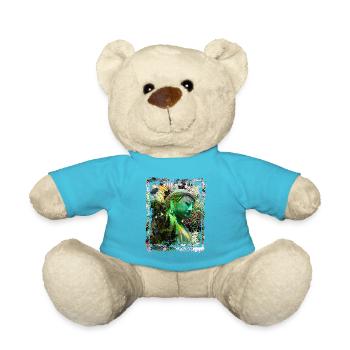 Japanische Buddha Statue Japan Kamakura Collage Kunst - Teddy - Atollblau - Vorne