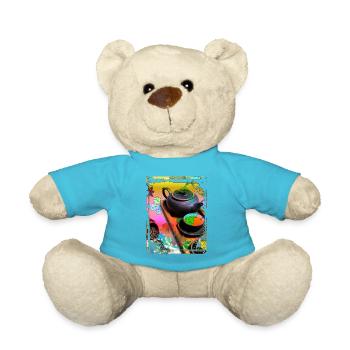 Japan Tea Ceremony Collage Art 99 - Teddy Bear - atoll blue - Front