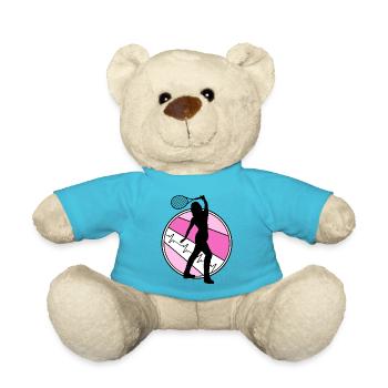 Tennisgirl Matchball Racket "ms. tennis" - Teddy Bear - atoll blue - Front