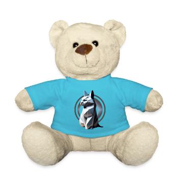 Graue Katze im Origami-Stil - Teddy - Atollblau - Vorne