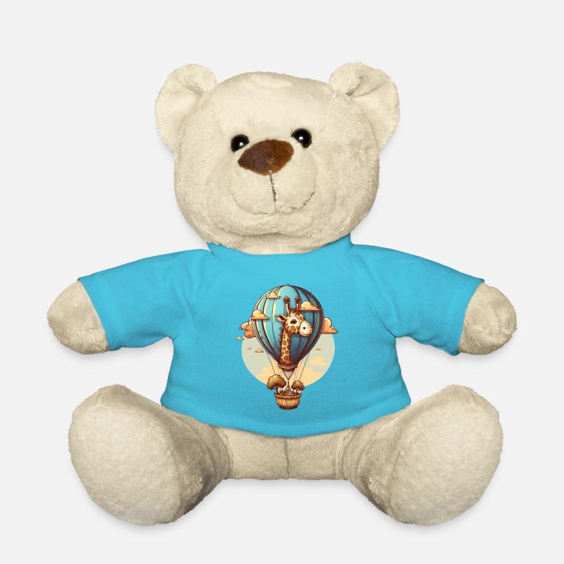 mignonne petite girafe dans une montgolfière - Nounours - bleu outremer