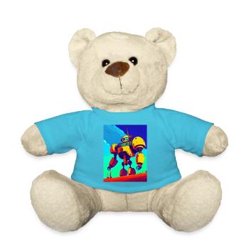 Savage Style: A Retro-Futuristic Robot Skeleton - Teddy Bear - atoll blue - Front