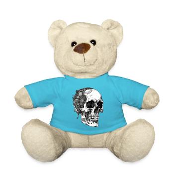 Gruseliger Machinen Totenkopf Schädel im Goth Stil - Teddy - Atollblau - Vorne
