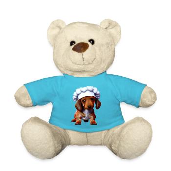 Dachshund Dackelwelpe Gastronom Hund Kochen Hunde - Teddy - Atollblau - Vorne