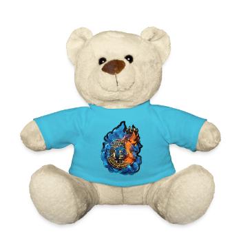 Blue Burning Bitcoin - kryptische Begeisterung - Teddy - Atollblau - Vorne