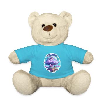 Sky-High Whimsy: Floating Islands - Teddy Bear - atoll blue - Front