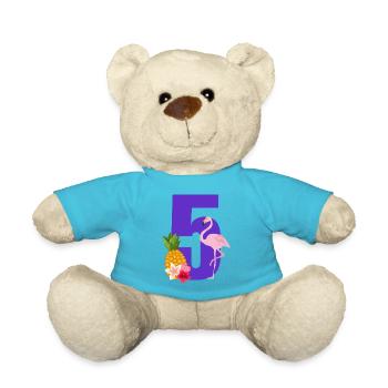 5e anniversaire flamingo - Nounours - bleu outremer - Devant