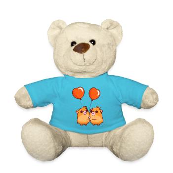 Guinea Pig Kawaii Cartoon Playing With Balloons - Teddy Bear - atoll blue - Front