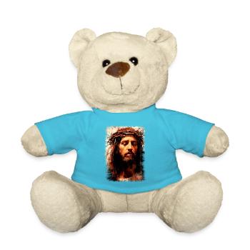 jesus bible christian religion christian cross christian - Teddy Bear - atoll blue - Front