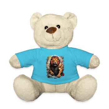 Radiant Majesty: The Lion Artist of the Forest - Teddy Bear - atoll blue - Front