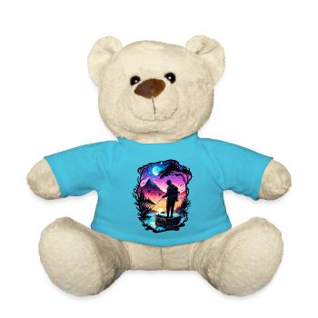 Angler Siluette / Fishing / Fish / Lake / Sport - Teddy Bear - atoll blue - Front