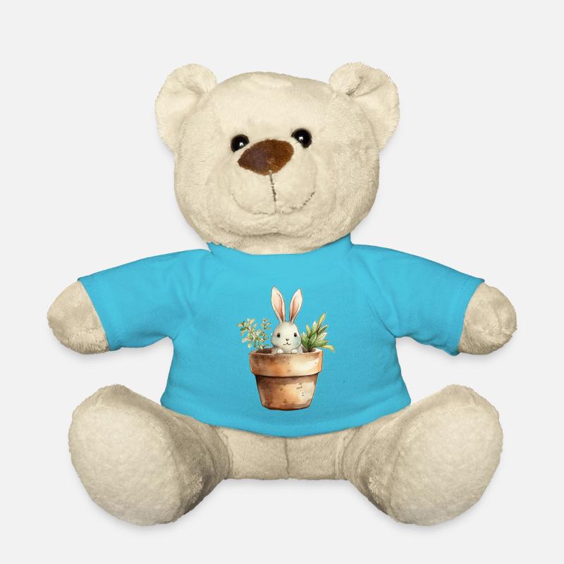 Lapin dans un pot de fleurs - pour la classe lapin - Nounours - bleu outremer