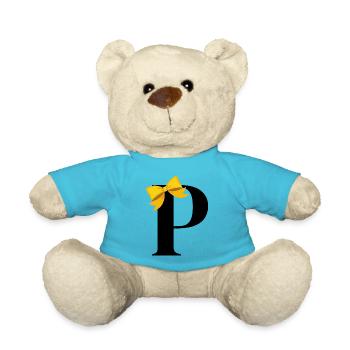 Lettre p nœud jaune - Nounours - bleu outremer - Devant