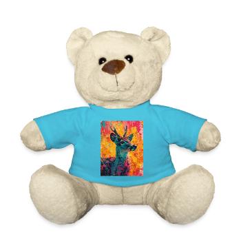 Deer in a colorful background - Teddy Bear - atoll blue - Front