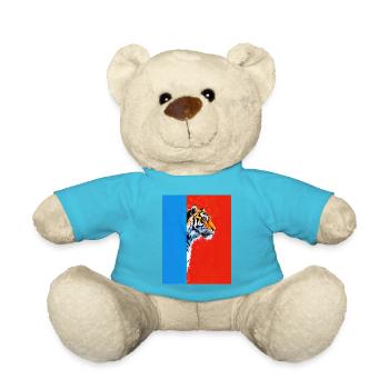 Tiger on a colorful background - Teddy Bear - atoll blue - Front
