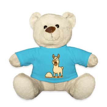 Humorvolle Lama Illustration  - Teddy - Atollblau - Vorne