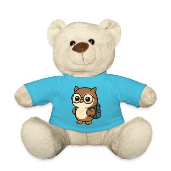 Niedliche Eule mit Brille & Schulranzen - Teddy - Atollblau - Vorne