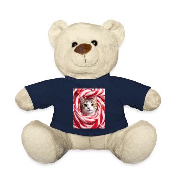 Chat de Noël en bonbon à la menthe poivrée - Nounours - bleu marine - Devant