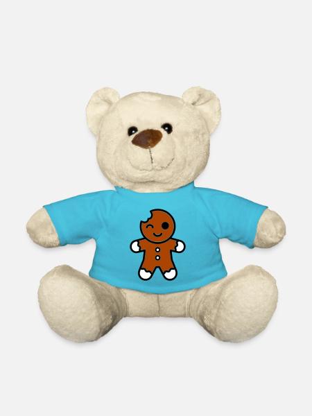 lustiger angebissener lebkuchenmann weihnachten - Teddy - Atollblau