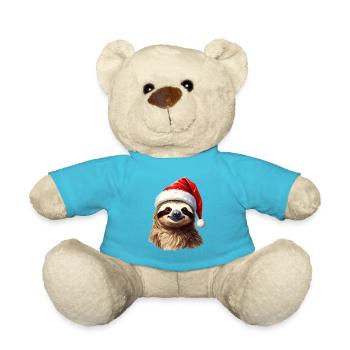 Sloth in Santa hat suitable for Christmas - Teddy Bear - atoll blue - Front