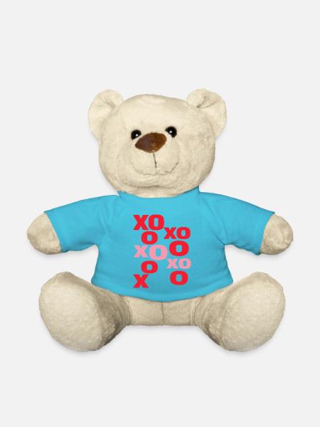 XO Liebesbriefe süße Valentinstag-Typografie - Teddy - Atollblau