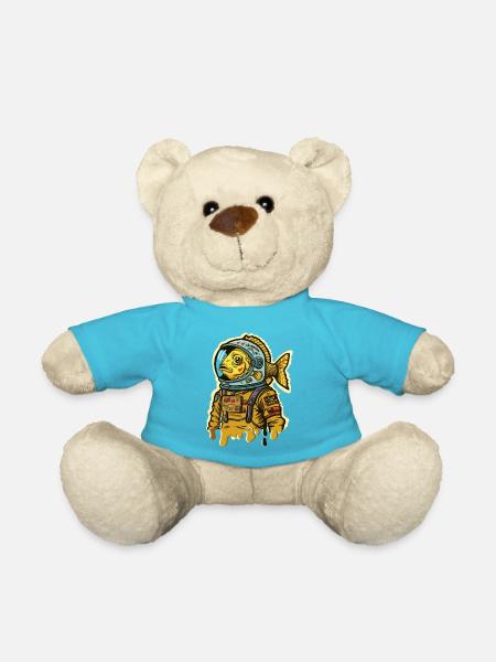 Fish astronaut street art - Teddy Bear - atoll blue