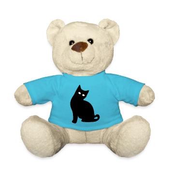 Silhouette de chat Cadeau noir Amoureux des chats - Nounours - bleu outremer - Devant