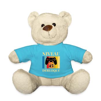 Niveau 45 Debloque T-Shirt Cadeau Humour - Nounours - bleu outremer - Devant