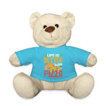 Life Is Better With Pizza Lustiger Pizza Spruch - Teddy - Atollblau - Vorne