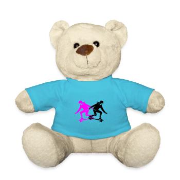 Skateboarding Woman Silhouette Skateboard - Teddy Bear - atoll blue - Front