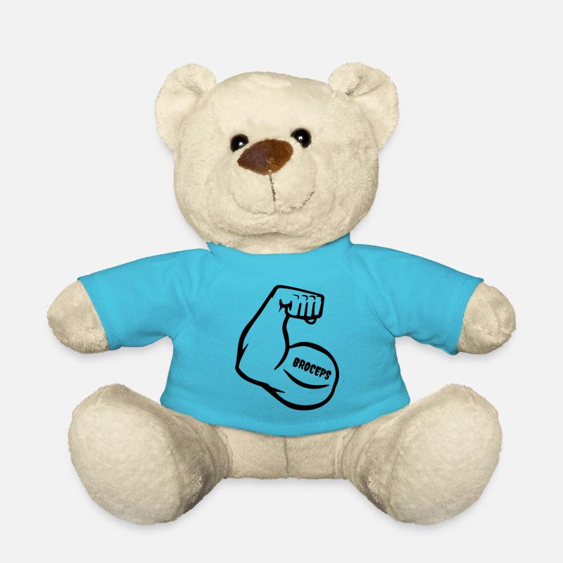 witty muscle arm with biceps - Teddy Bear - atoll blue