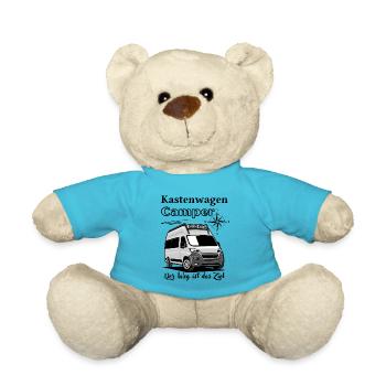 Camper-Kastenwagen Wohnmobil Spruch + Motiv - Teddy - Atollblau - Vorne