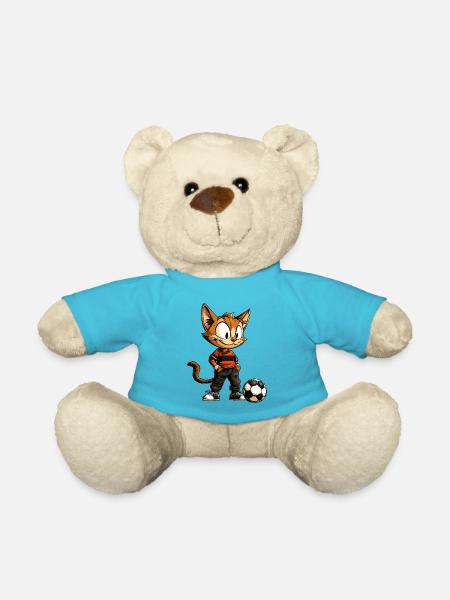 Katze Fussballer - Teddy - Atollblau