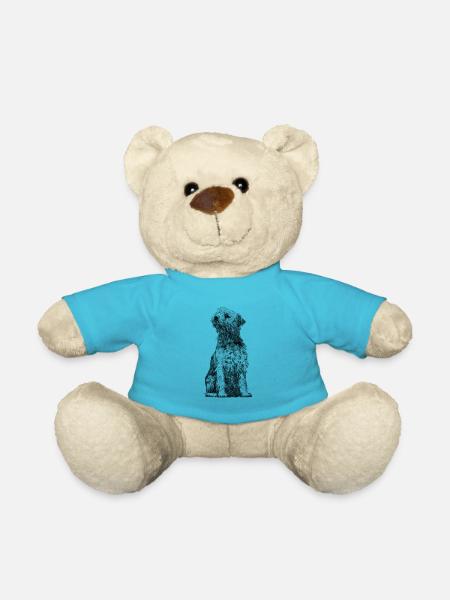 Sitting Border Terrier Dog - Teddy Bear - atoll blue