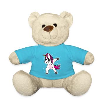 Dabbing Einhorn mit Sonnenbrille - Teddy - Atollblau - Vorne