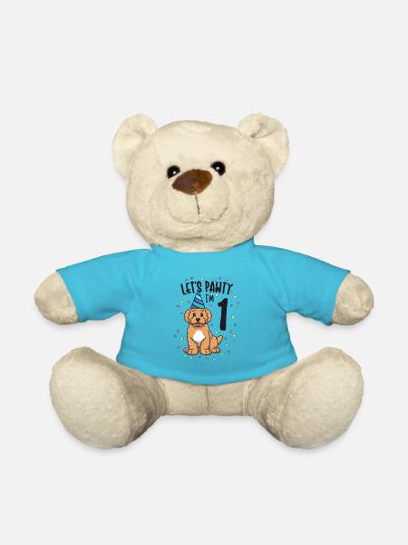 Let's Pawty I'm 1 Goldendoodle Dog 1. Geburtstag - Teddy - Atollblau