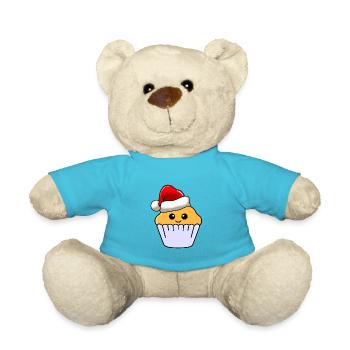 Muffin Weihnachten Comic Xmas - Teddy - Atollblau - Vorne