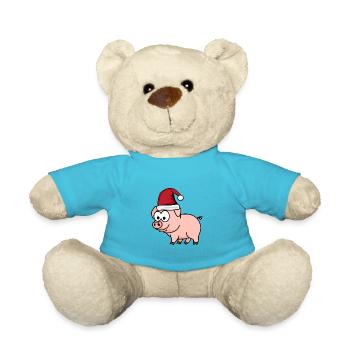 Pig Comic Christmas - Teddy Bear - atoll blue - Front