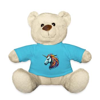 Einhorn Portrait - Teddy - Atollblau - Vorne