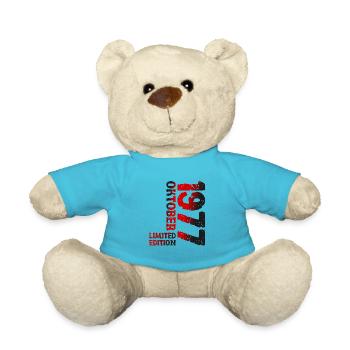 1977 Oktober Limited Edition 46. Geburtstag Deko - Teddy - Atollblau - Vorne