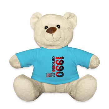 1990 Oktober Limited Edition 33. Geburtstag Deko - Teddy - Atollblau - Vorne