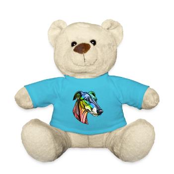 Greyhound Dog Head Colorful - Teddy Bear - atoll blue - Front