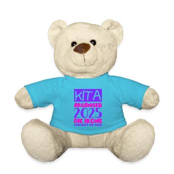 Abschied Kindergarten 2025 Geschenk Mädchen Jungen - Teddy - Atollblau - Vorne