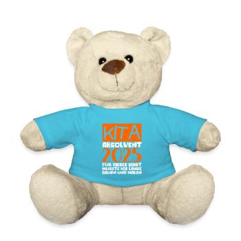 Abschied Kindergarten 2025 Geschenk Mädchen Jungen - Teddy - Atollblau - Vorne