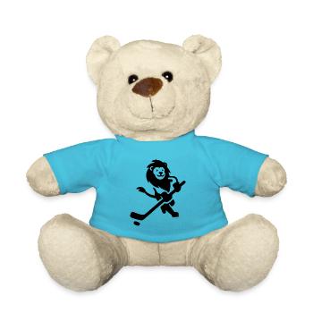 Lion Wildcat Hockey Player Silhouette - Teddy Bear - atoll blue - Front